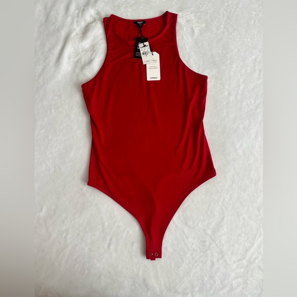 Express Tops New Express Medium Red Contouring Bodysuit Poshmark